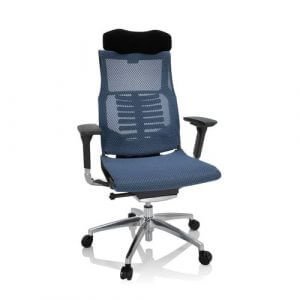 hjh OFFICE 652435 Profi Bürostuhl DYNAFIT Black I Netz Blau/Schwarz ergonomischer Drehstuhl, anatomische Lordosenstütze