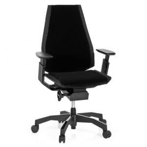 hjh OFFICE 652850 Profi Bürostuhl GENIDIA Black Stoff/Velours Schwarz Chefsessel ergonomisch, Rückenlehne höhenverstellbar