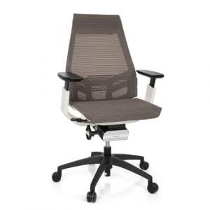 hjh OFFICE 652889 Profi Bürostuhl GENIDIA SMART White Netzstoff Grau ergonomischer Drehstuhl mit verstellbaren Armlehnen, Sitz neigbar