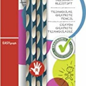 Ergonomischer Dreikant-Bleistift für Rechtshänder - STABILO EASYgraph in petrol - 2er Pack - Härtegrad HB