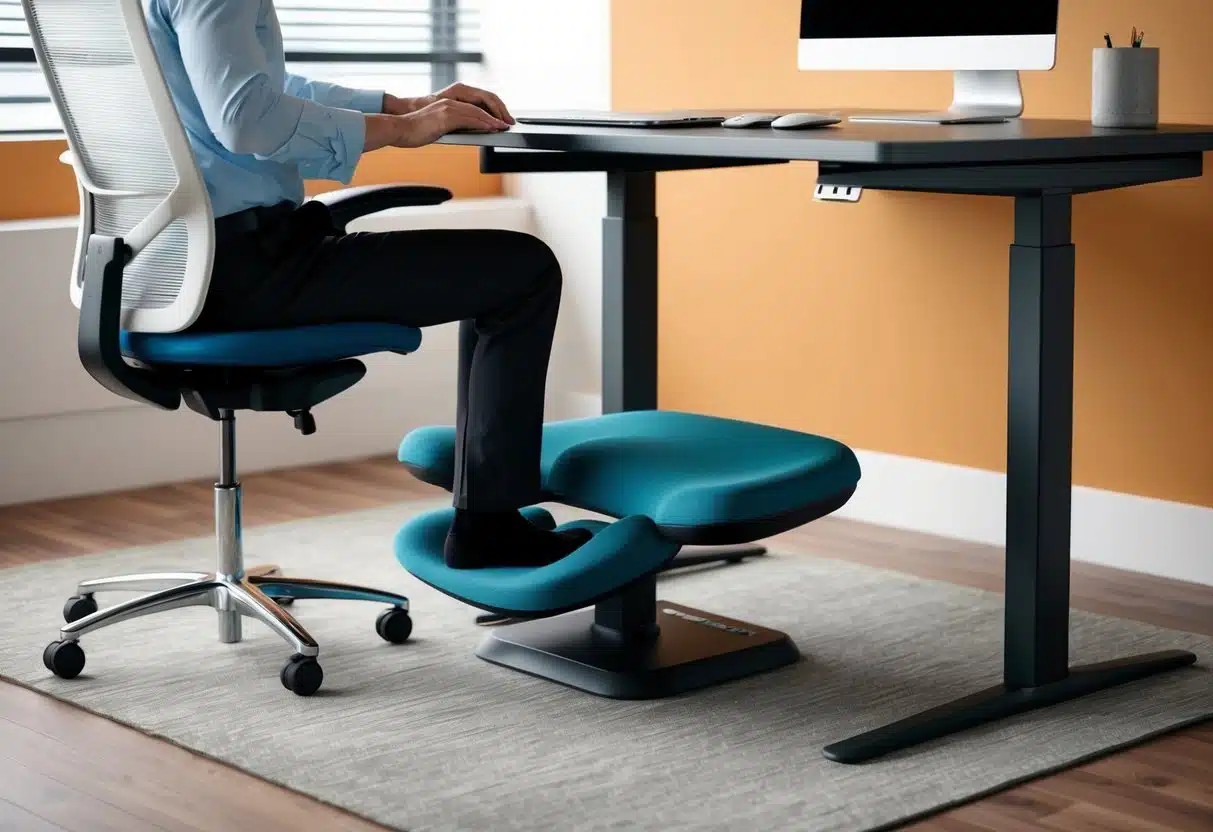Ein ergonomischer Fußrest, der den Komfort an einem modernen Schreibtisch verbessert