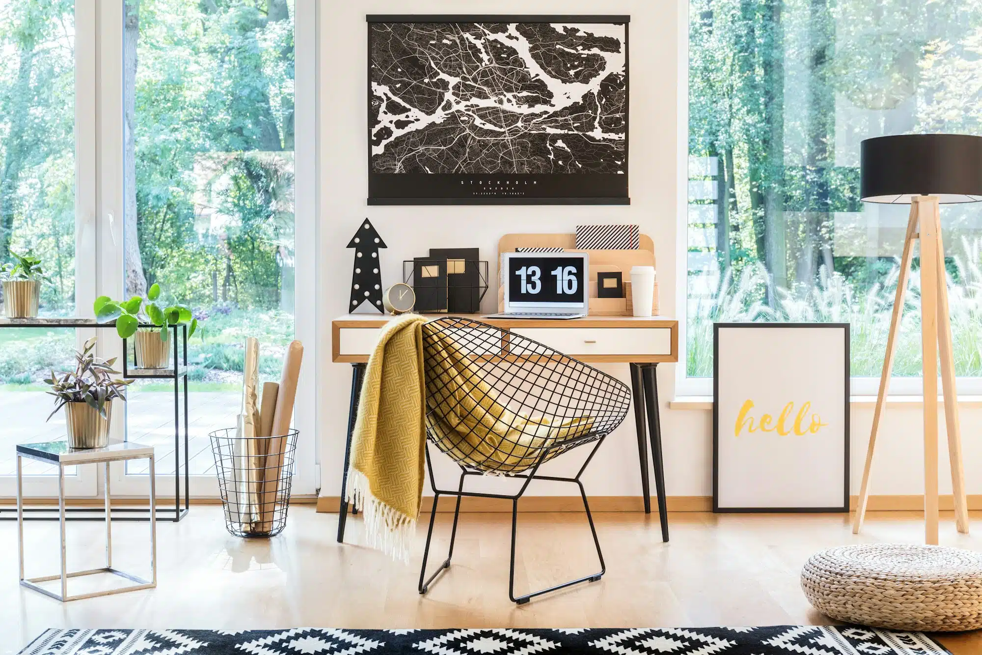 Metal chair with blanket