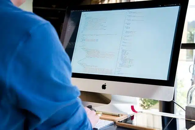 man, computer, screen