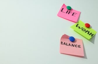 Concept of work-life balance, writing on a piece of paper.