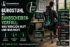 Titelbild zum Thema Bürostuhl bei Bandscheibenvorfall mit ergonomischem Stuhl, Rückenstütze, Homeoffice-Szene und Vergleich zwischen hilfreichen und ungeeigneten Sitzlösungen.