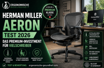 Titelbild zum Herman Miller Aeron Test 2026 mit Premium-Bürostuhl, modernem Homeoffice und Fokus auf Ergonomie für Vielschreiber.