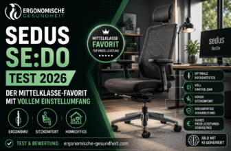 Titelbild zum Sedus Se:Do Test 2026 mit ergonomischem Bürostuhl, Mittelklasse-Favorit-Badge und modernem Homeoffice.